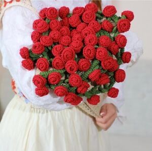 Crocheted Rose Bouquet Throw